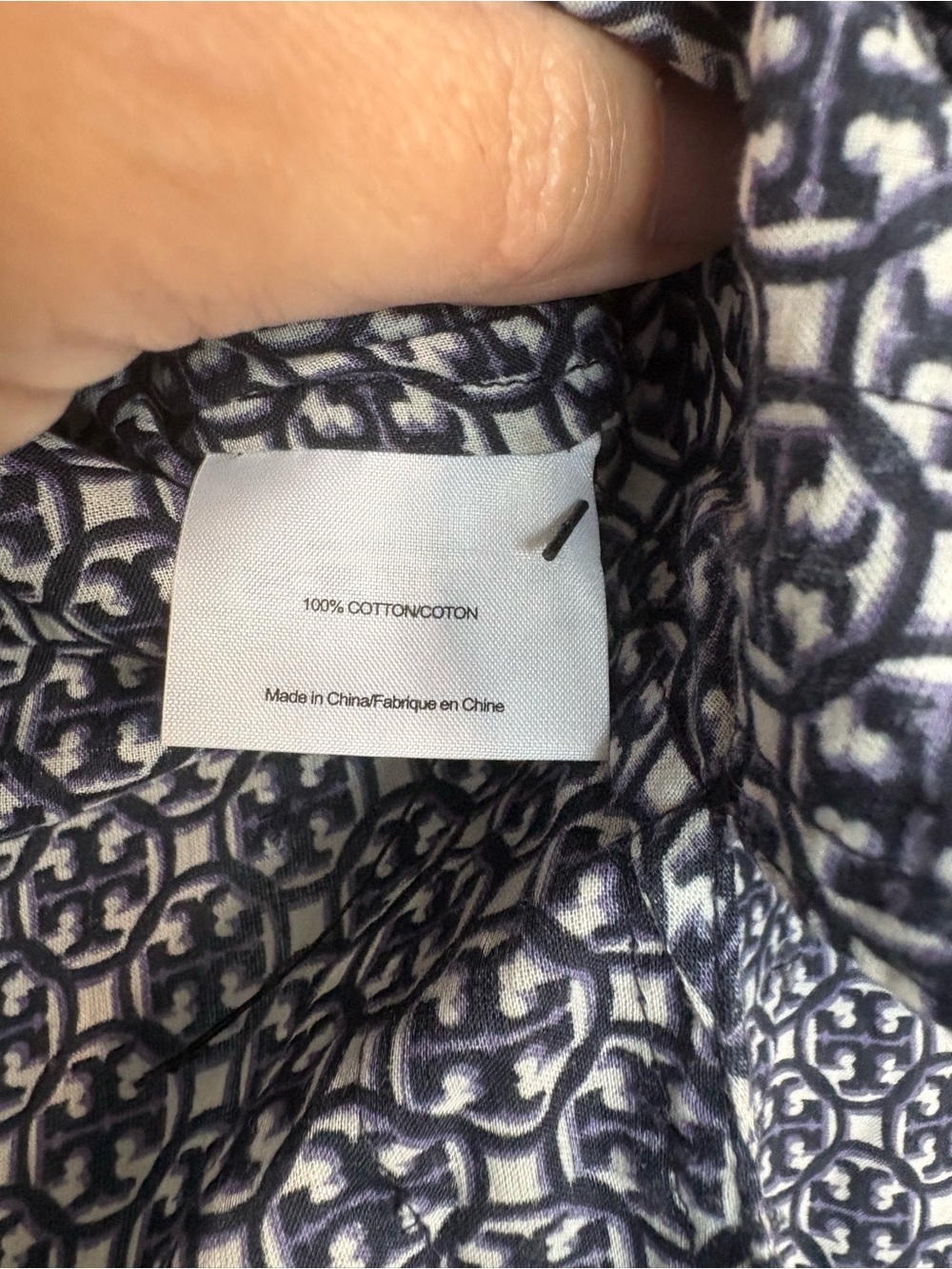 Tory Burch Printed Cotton Tunic Blouse Size 4 Blue White Logo Print Top - Picture 6 of 7